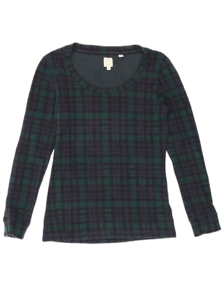 Jack Wills Top da donna a maniche lunghe UK 12 Cotone a quadri verde medio