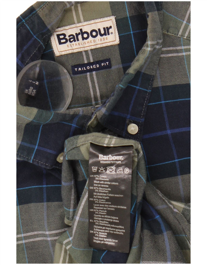 Camicia Barbour da uomo su misura in cotone a quadri verdi grandi