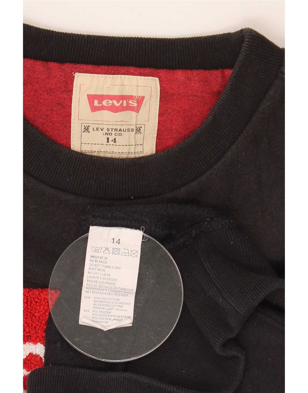 Felpa grafica per ragazzi Levi's 13-14 anni in cotone nero
