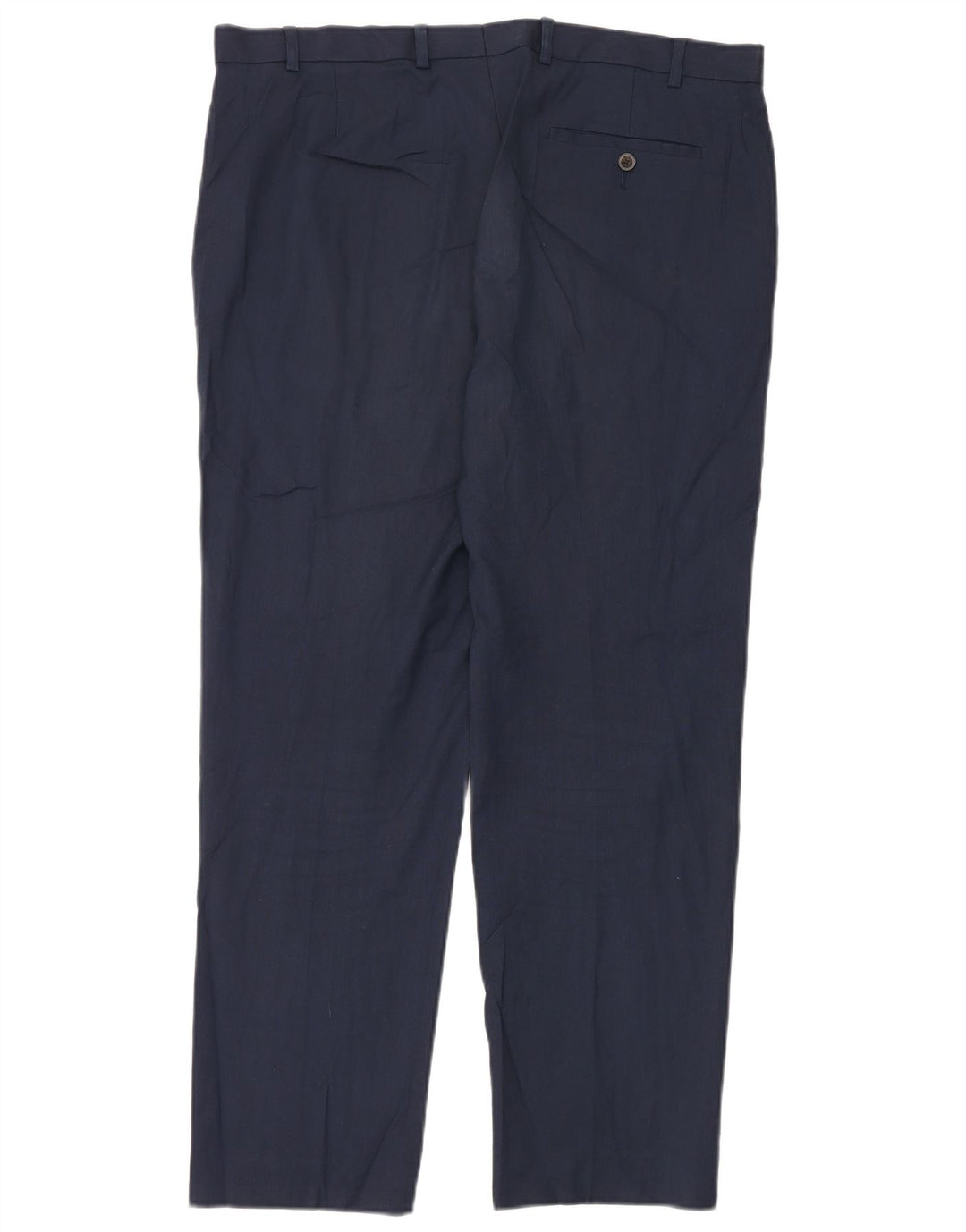 Pantaloni da abito dritti da uomo Marks & Spencer W38 L31 poliestere blu navy