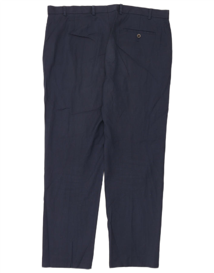 Pantaloni da abito dritti da uomo Marks & Spencer W38 L31 poliestere blu navy
