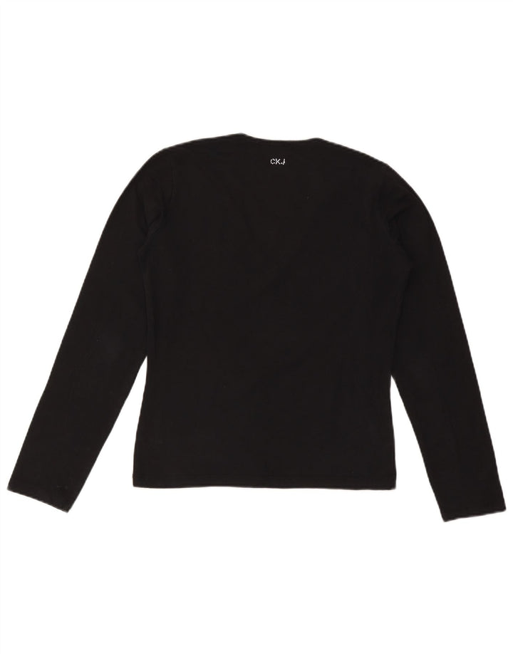 CALVIN KLEIN JEANS Top da donna a maniche lunghe UK 18 XL Nero