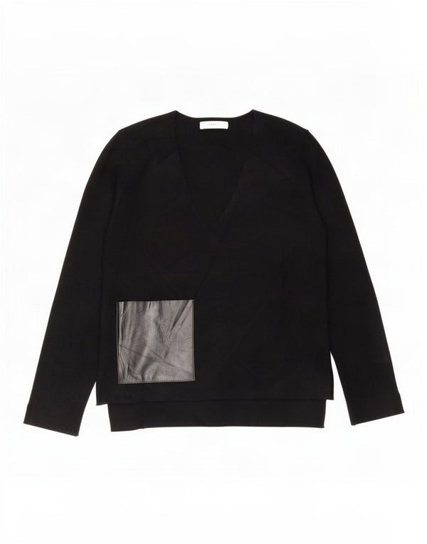 Maglione maglione con scollo a V da donna Zara UK 16 grande nero