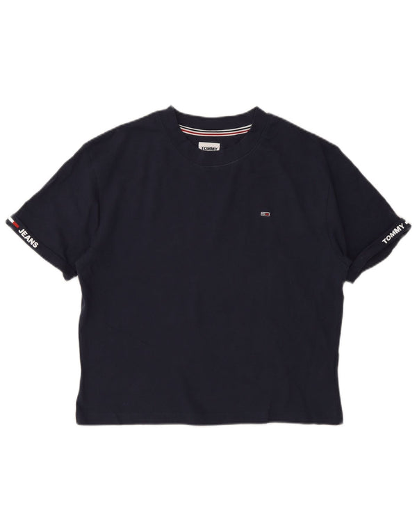 T-shirt grafica da donna Tommy Hilfiger Top UK 10 Small Blu Navy Cotone