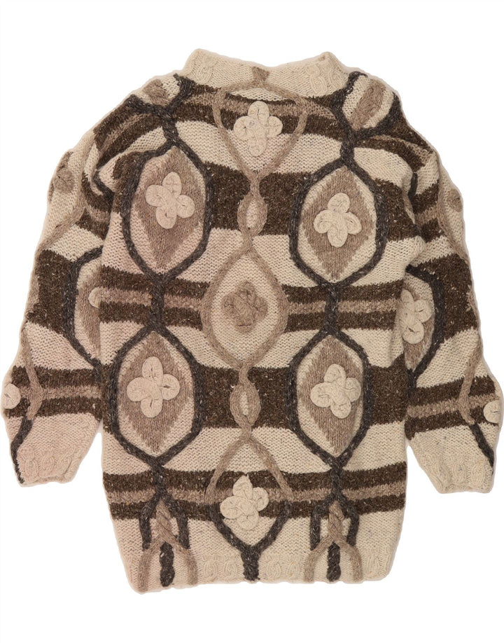 CASAMIA Womens Abstract Pattern Boat Neck Jumper Sweater One Size Beige Vintage Casamia and Second-Hand Casamia from Messina Hembry 