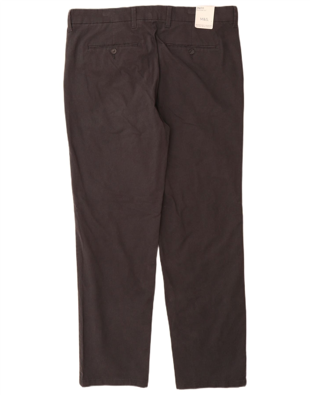 Pantaloni chino vestibilità regolare da uomo Marks & Spencer W36 L31 cotone grigio