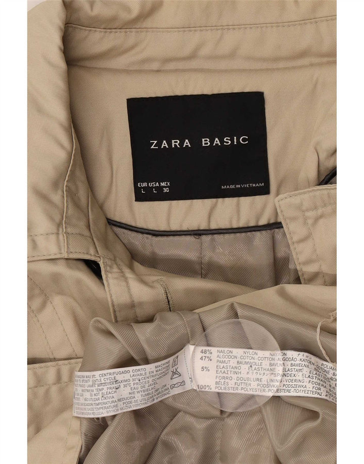 Trench da donna Zara UK 16 grande nylon beige