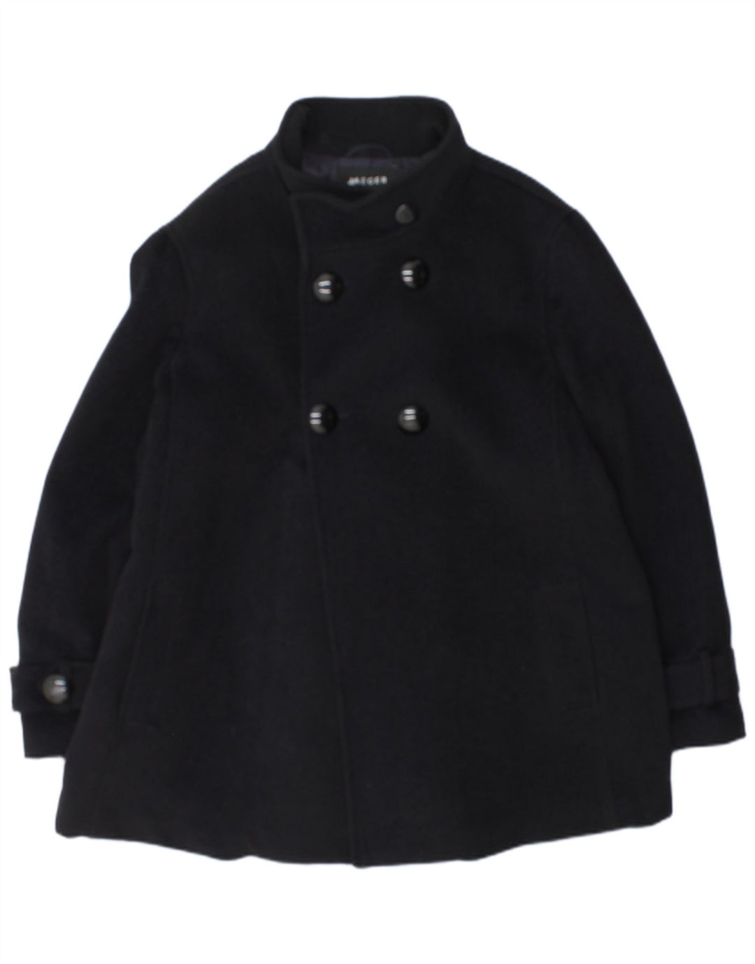 Cappotto da marinaio da donna Jaeger UK 18 XL Angora blu navy
