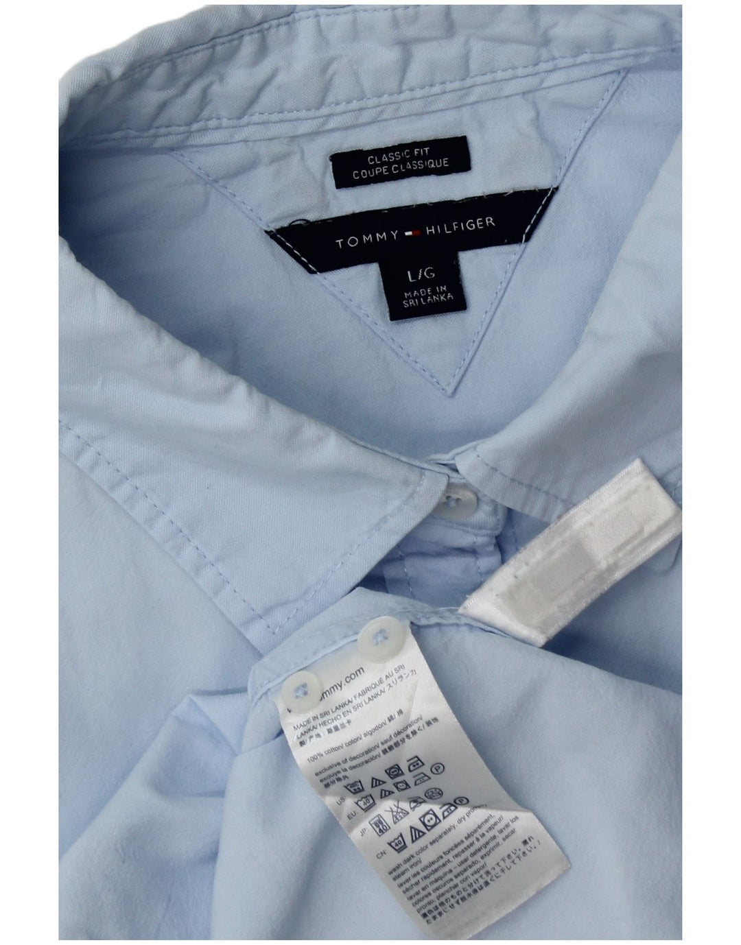 Camicia da donna Classic Fit Tommy Hilfiger Large in cotone blu