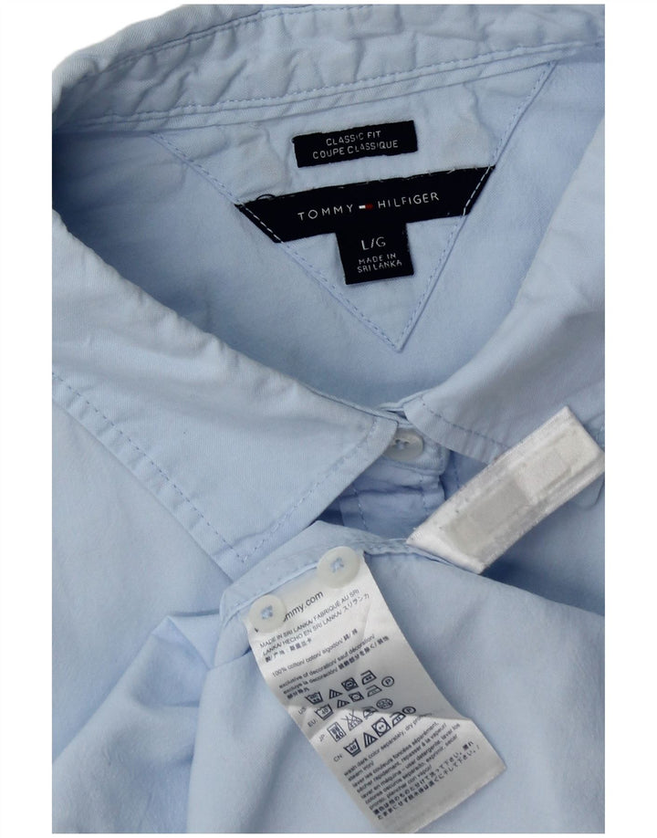 Camicia da donna Classic Fit Tommy Hilfiger Large in cotone blu