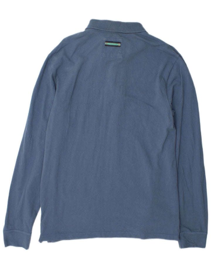 Polo da uomo a maniche lunghe Fat Face in cotone blu medio