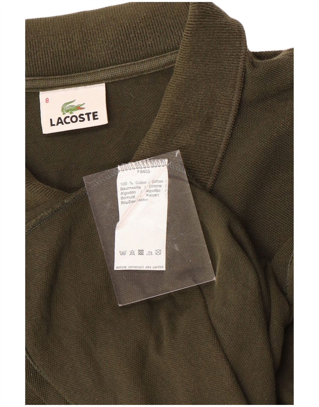 Polo LACOSTE da uomo a maniche lunghe taglia 8 3XL cotone kaki