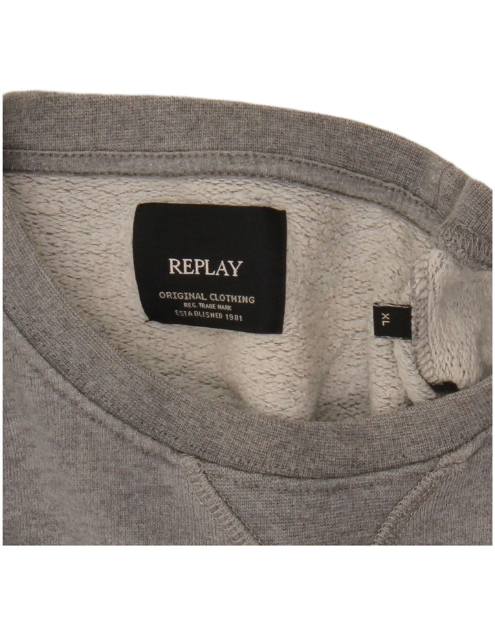 Felpa grafica da uomo Replay Maglione XL Grigio