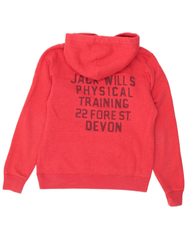 Maglione con cappuccio grafico da donna Jack Wills UK 12 cotone rosso medio