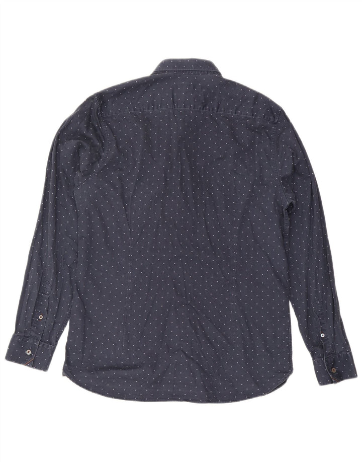 Ted Baker Camicia da uomo con motivo astratto taglia 4 grande in cotone blu navy