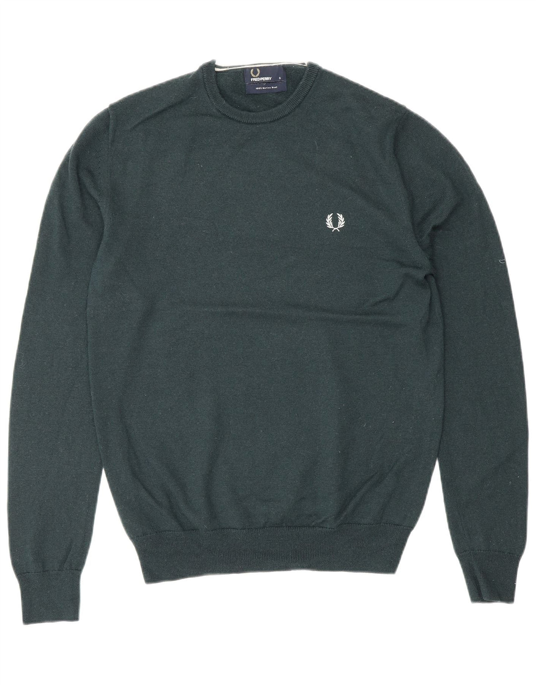 Maglione maglione girocollo da uomo Fred Perry piccolo in lana verde
