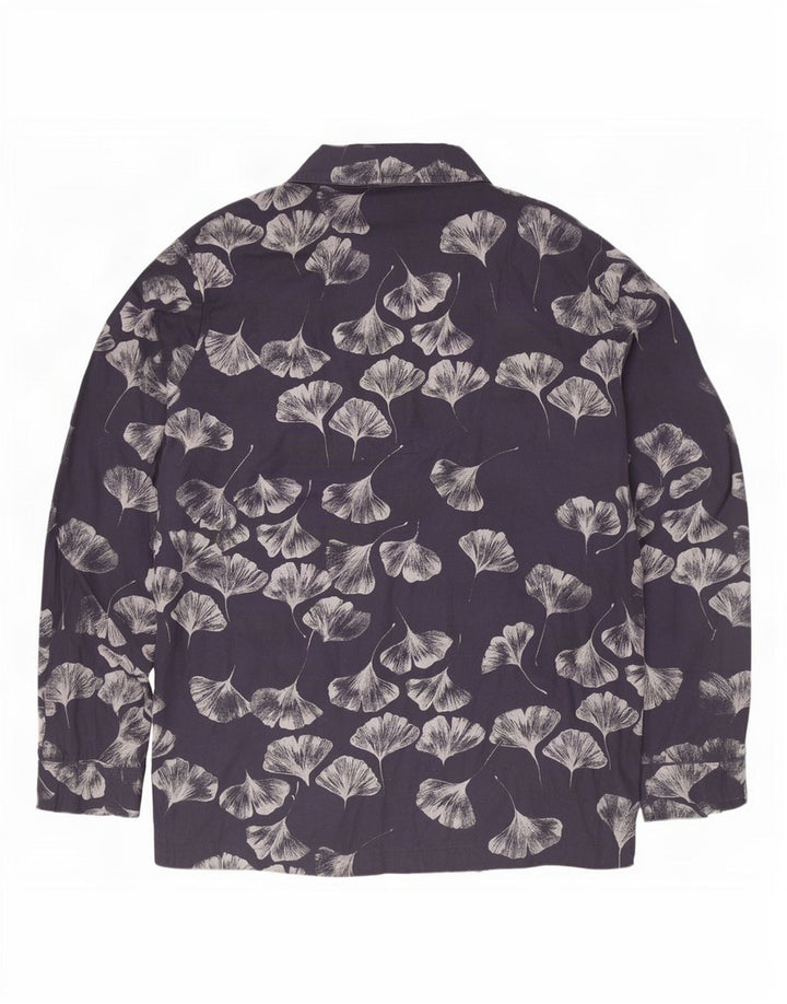Jigsaw Donna Camicia Oversize Camicetta UK 14 Medio Blu Navy Floreale
