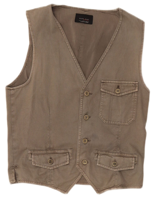 ZARA Gilet Uomo Large Grigio Cotone