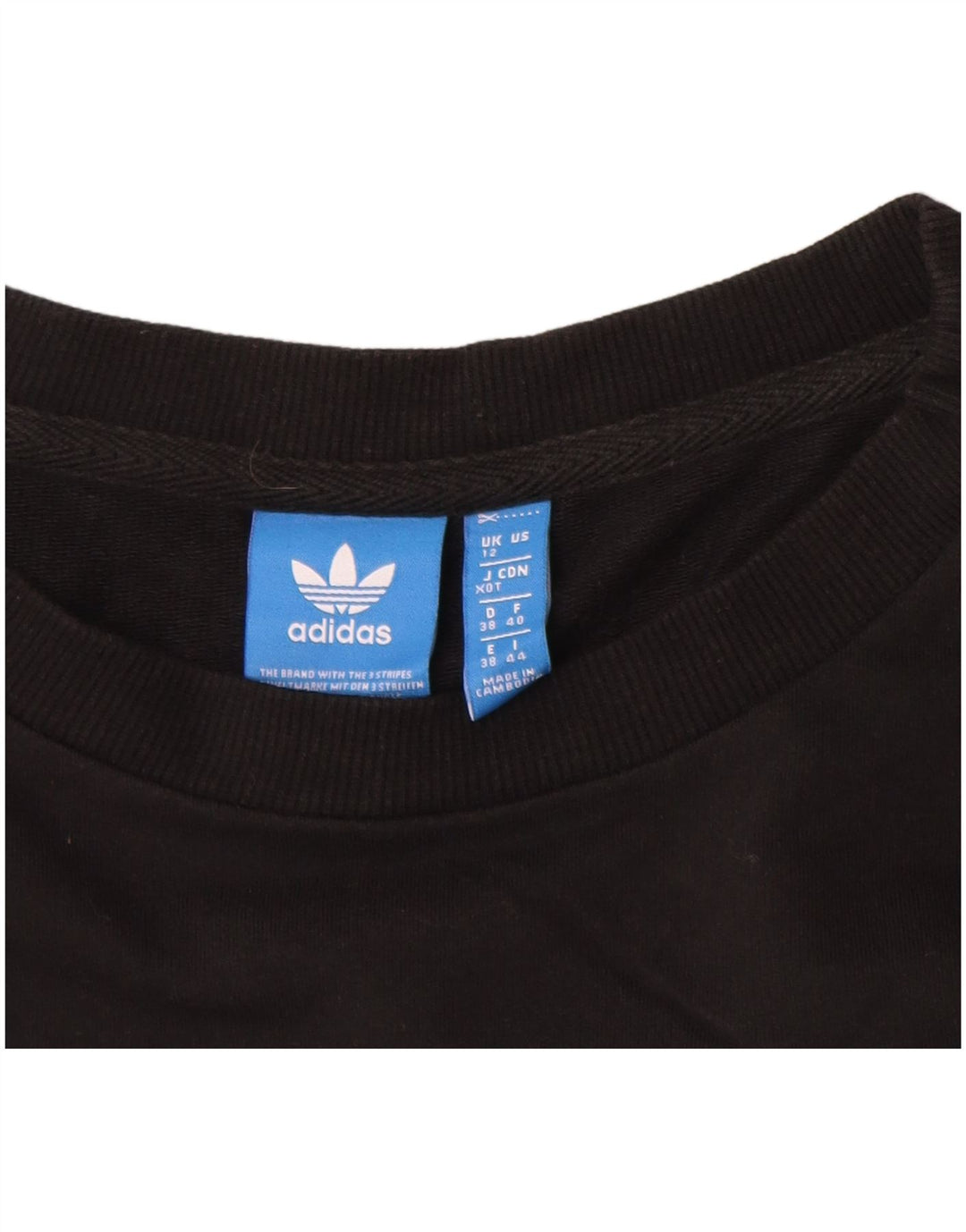 Felpa grafica da donna ADIDAS maglione UK 12 cotone nero medio