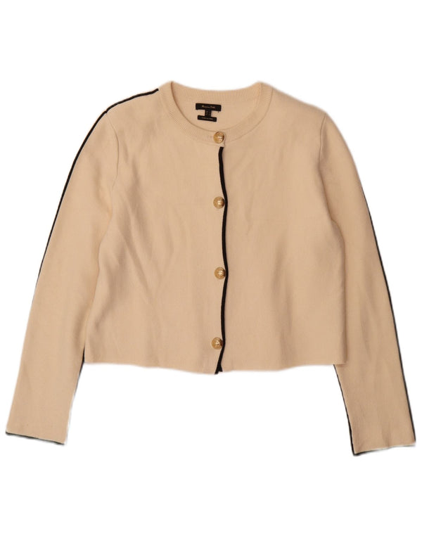 Maglione cardigan corto da donna Massimo Dutti UK 10 piccolo viscosa beige