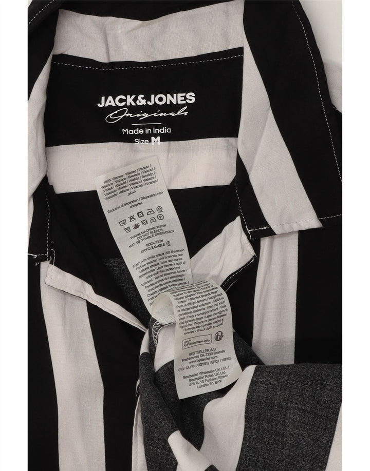 Camicia a maniche corte da uomo Jack & Jones in viscosa a righe nere medie