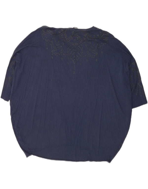 Desigual T-shirt grafica oversize da donna Top UK 16 Large Blu Navy Paisley