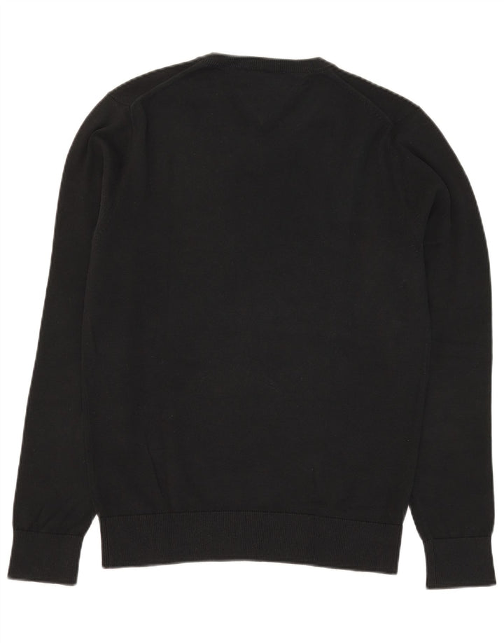 Maglione maglione da uomo con scollo a V Tommy Hilfiger piccolo cotone nero