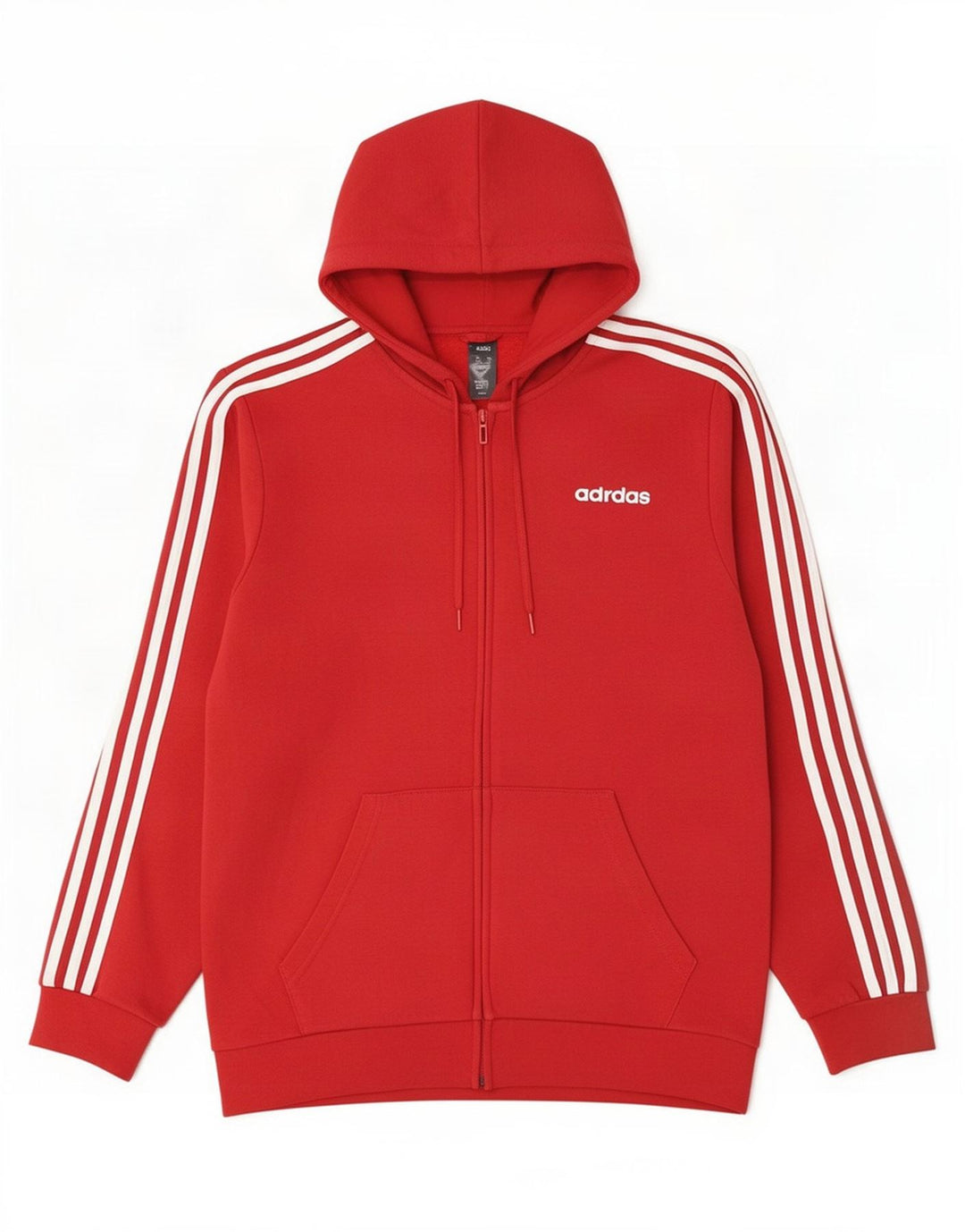 Maglione con cappuccio e zip Adidas da uomo in cotone rosso medio