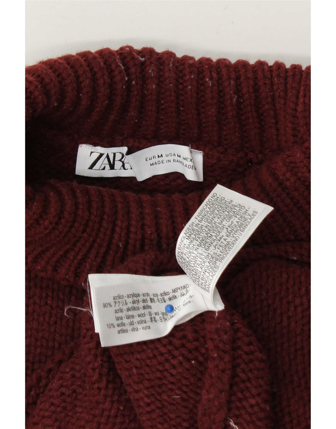 Maglione maglione oversize con collo dolcevita da donna Zara UK 14 Bordeaux medio
