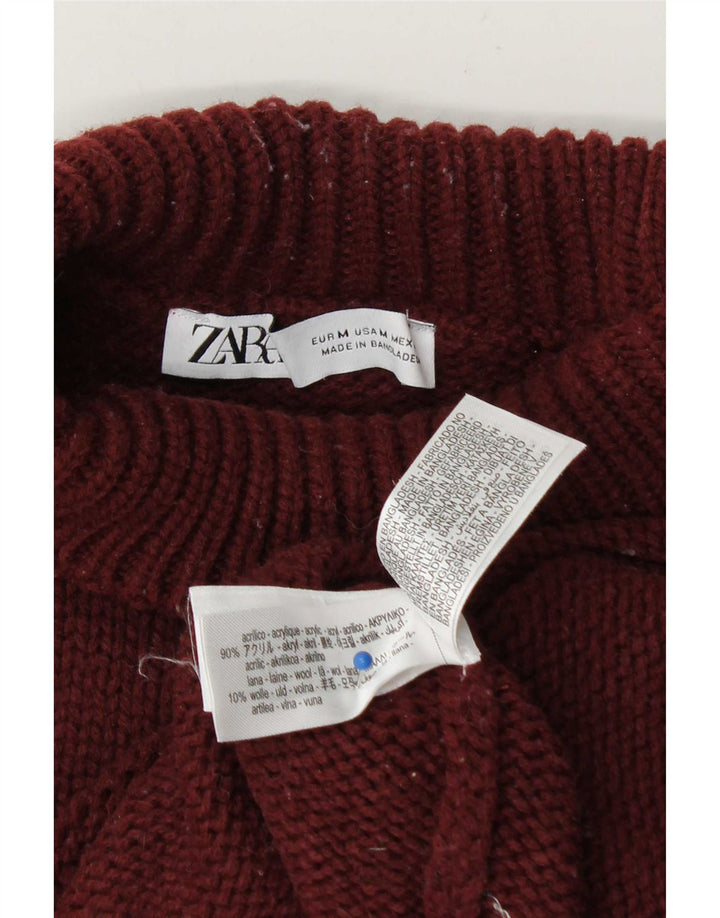 Maglione maglione oversize con collo dolcevita da donna Zara UK 14 Bordeaux medio
