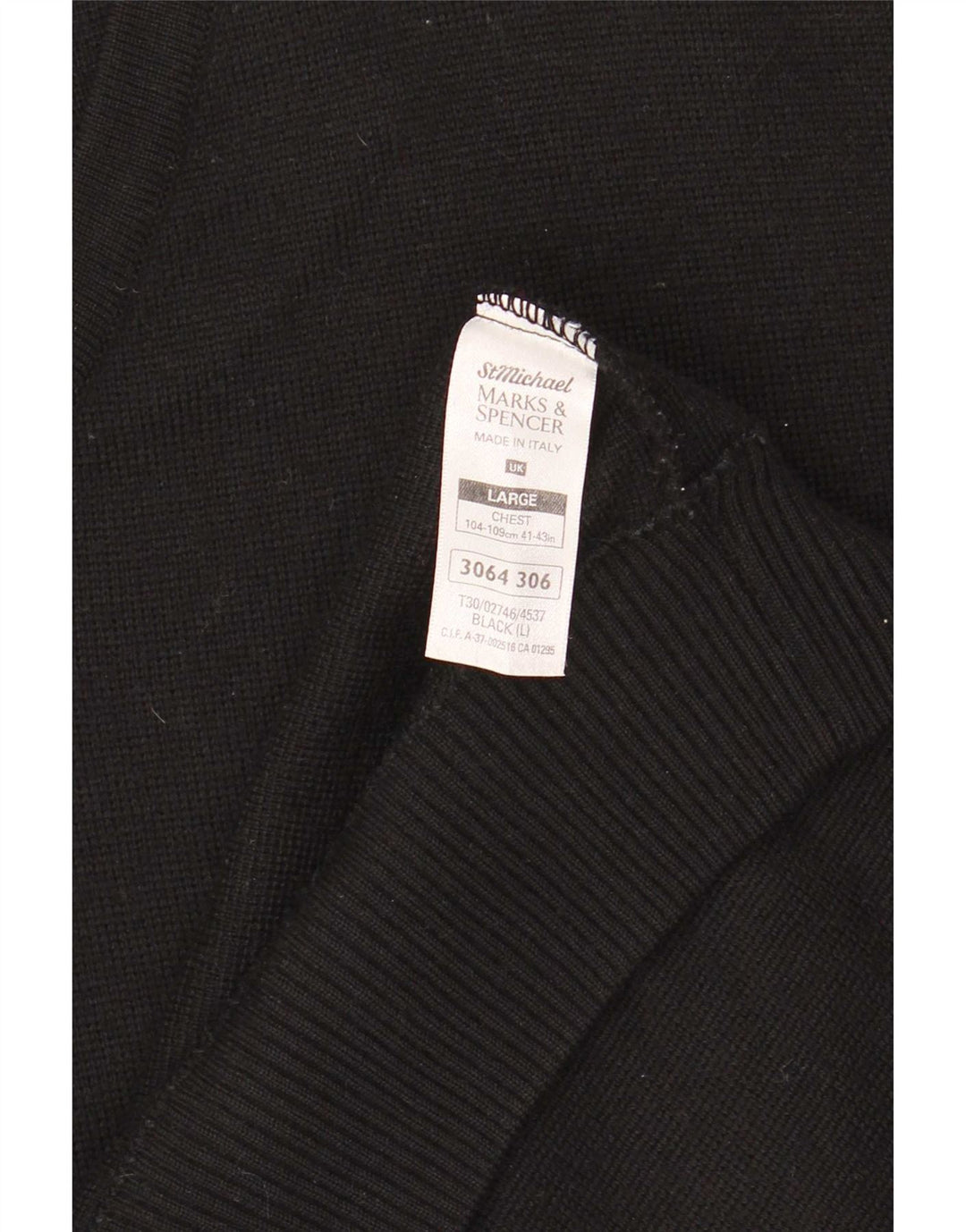 Maglione da uomo Marks & Spencer con scollo a V, lana a righe nere grandi