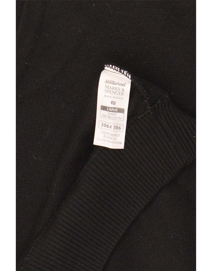 Maglione da uomo Marks & Spencer con scollo a V, lana a righe nere grandi