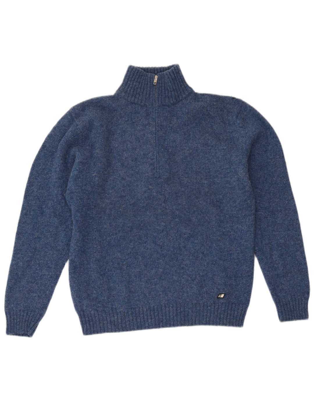 Asics Maglione da uomo con zip e collo in lana vergine medio blu navy
