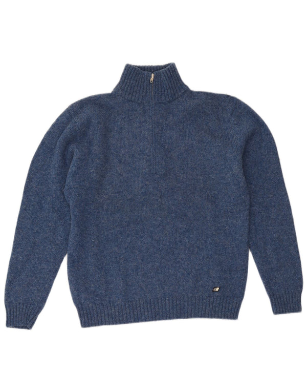 Asics Maglione da uomo con zip e collo in lana vergine medio blu navy