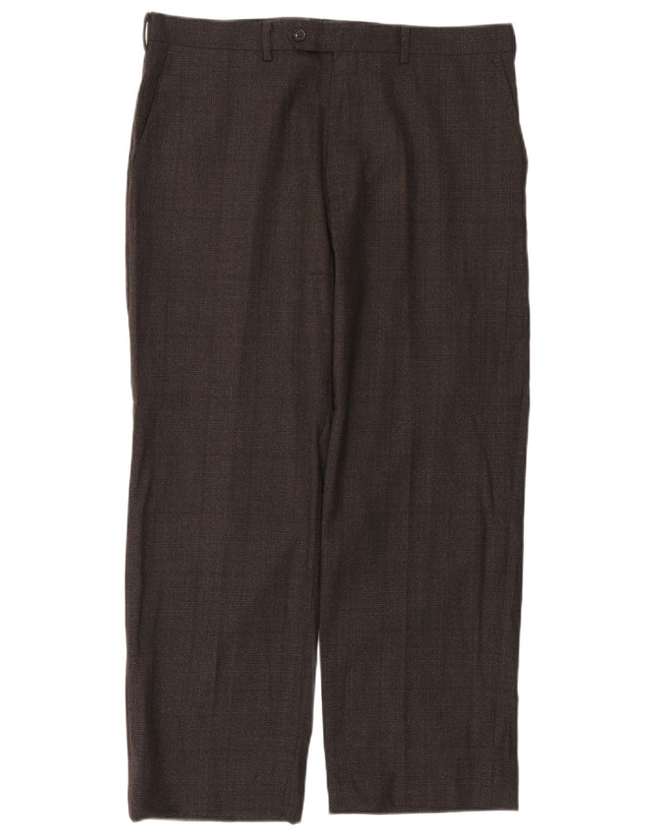 CALVIN KLEIN Pantaloni da abito dritti da uomo W34 L27 a quadri marroni