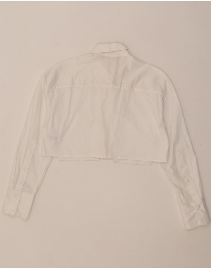 Camicia oversize corta da donna ZARA UK 6 XS cotone bianco