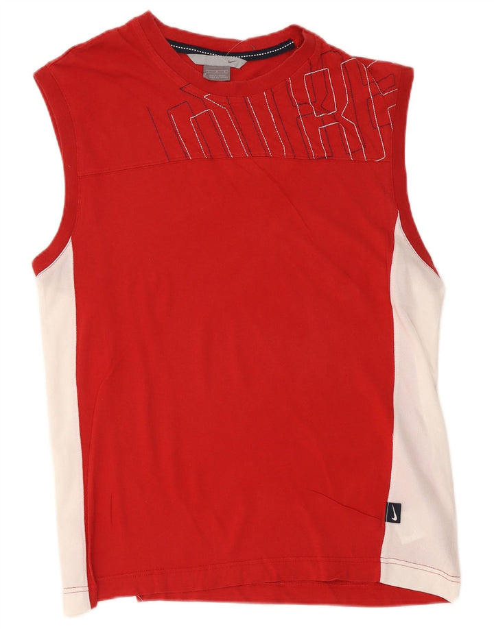 Canotta grafica Nike da uomo, grande, in cotone color block rosso