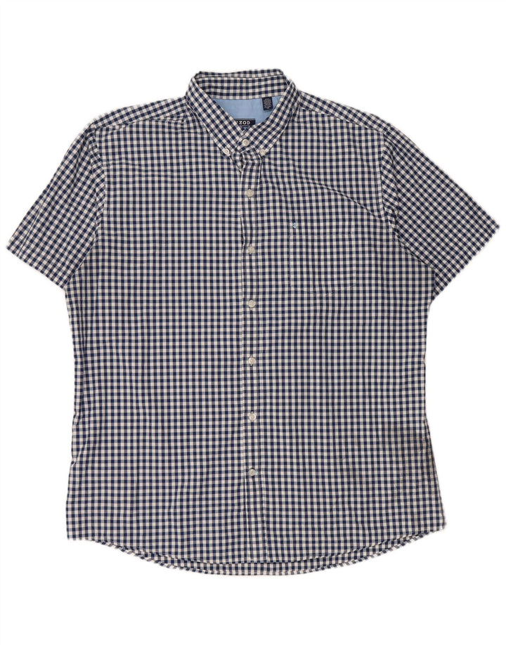 Camicia a maniche corte da uomo IZOD XL in cotone a quadretti blu