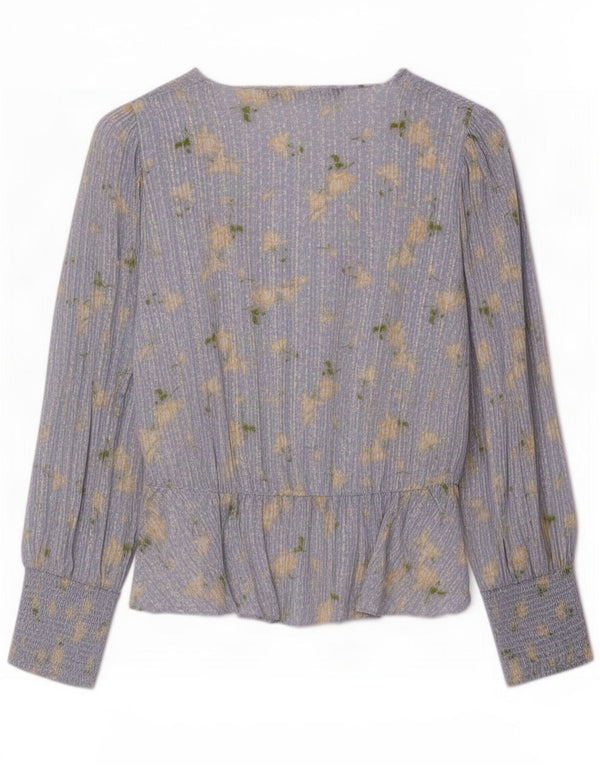 Zara Womens Blouse Top UK 6 XS Blue Floral