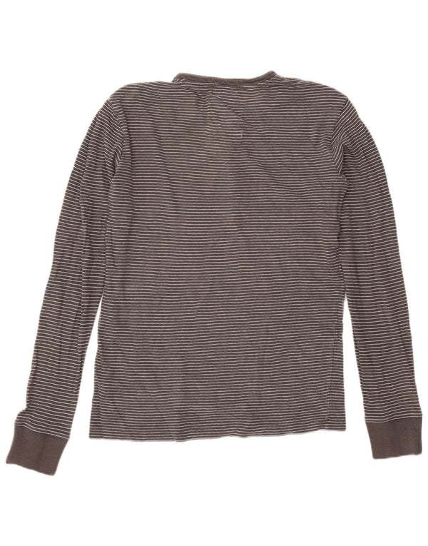 JACK WILLS Top da uomo a maniche lunghe in cotone gessato grigio piccolo
