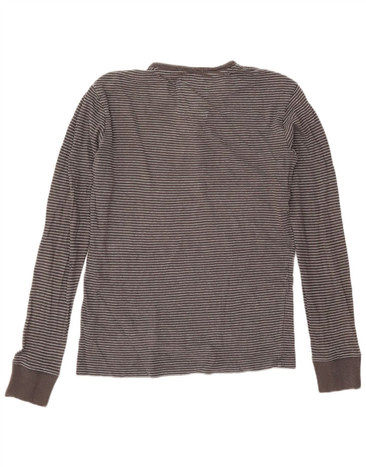 JACK WILLS Top da uomo a maniche lunghe in cotone gessato grigio piccolo