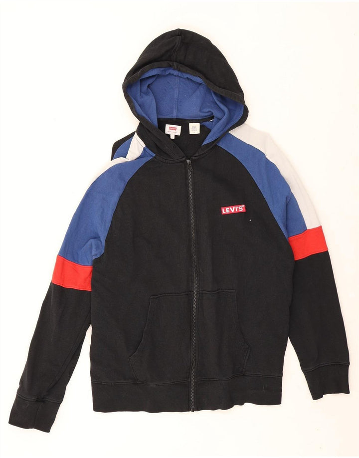 Maglione con cappuccio e zip da uomo Levi's grande in cotone color block nero