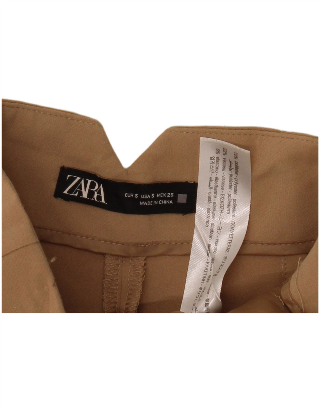 Pantaloni chino affusolati da donna Zara piccoli W26 L27 poliestere beige