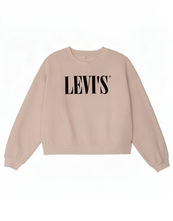 Levi's Donna Crop Graphic Felpa Oversize Maglione UK 14 Medio Bianco