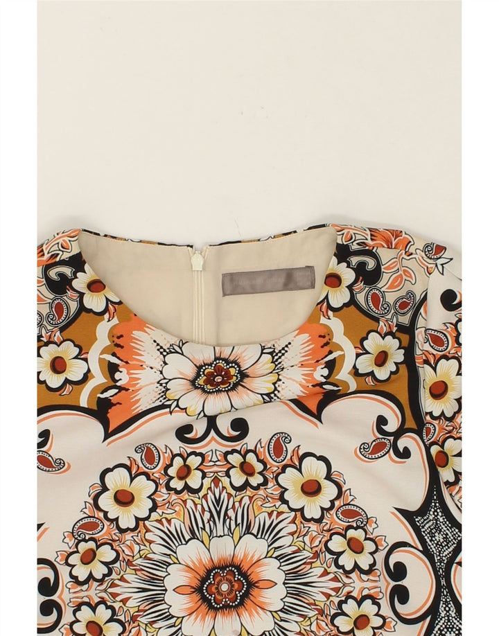 HALLHUBER Womens Shift Dress UK 8 Small Beige Floral Polyester Vintage HALLHUBER and Second-Hand HALLHUBER from Messina Hembry 