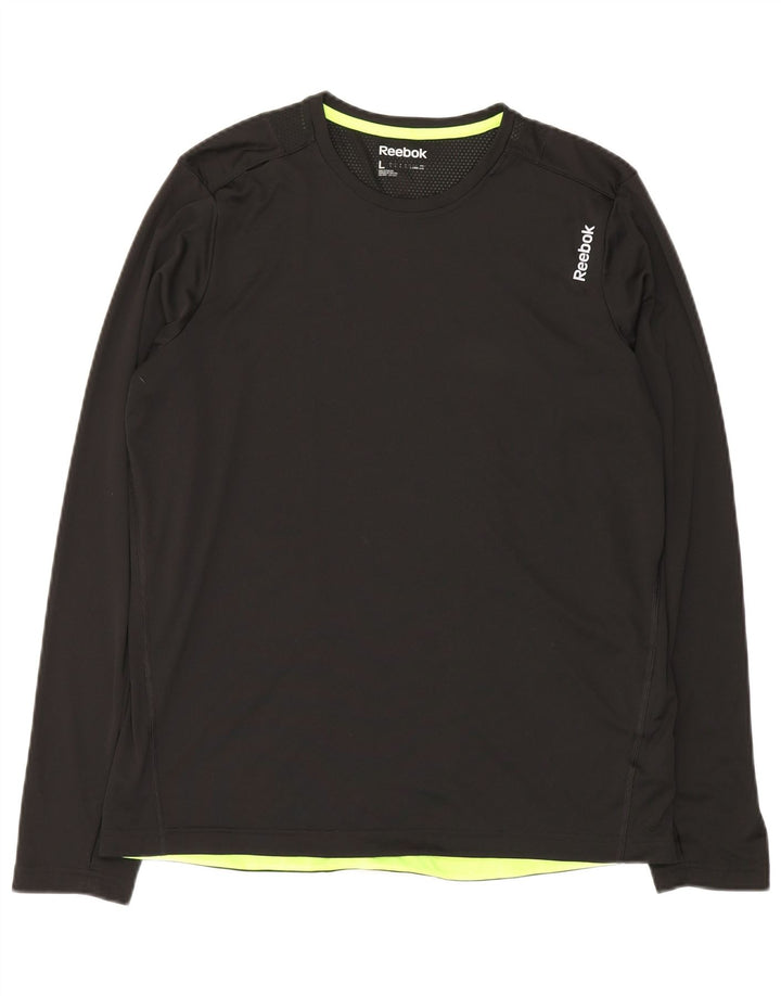 Top Reebok da uomo a manica lunga grande nero in poliestere