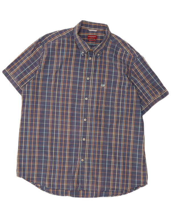 Camicia Carrera da uomo a maniche corte vestibilità regolare 3XL cotone a quadri blu