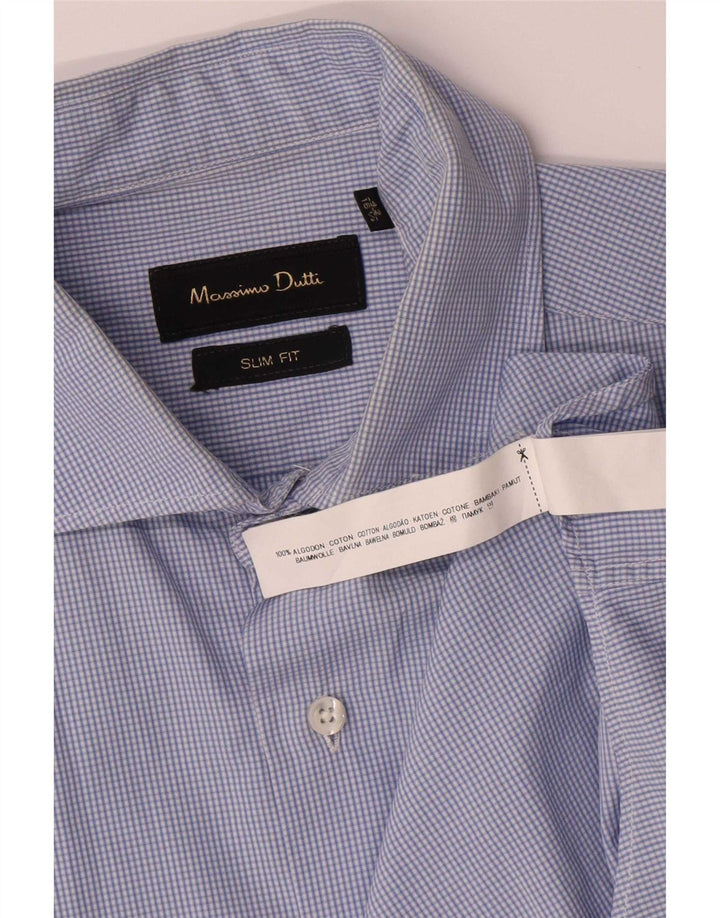 Camicia da uomo slim fit Massimo Dutti taglia 42 16 1/2 grande cotone a quadretti blu
