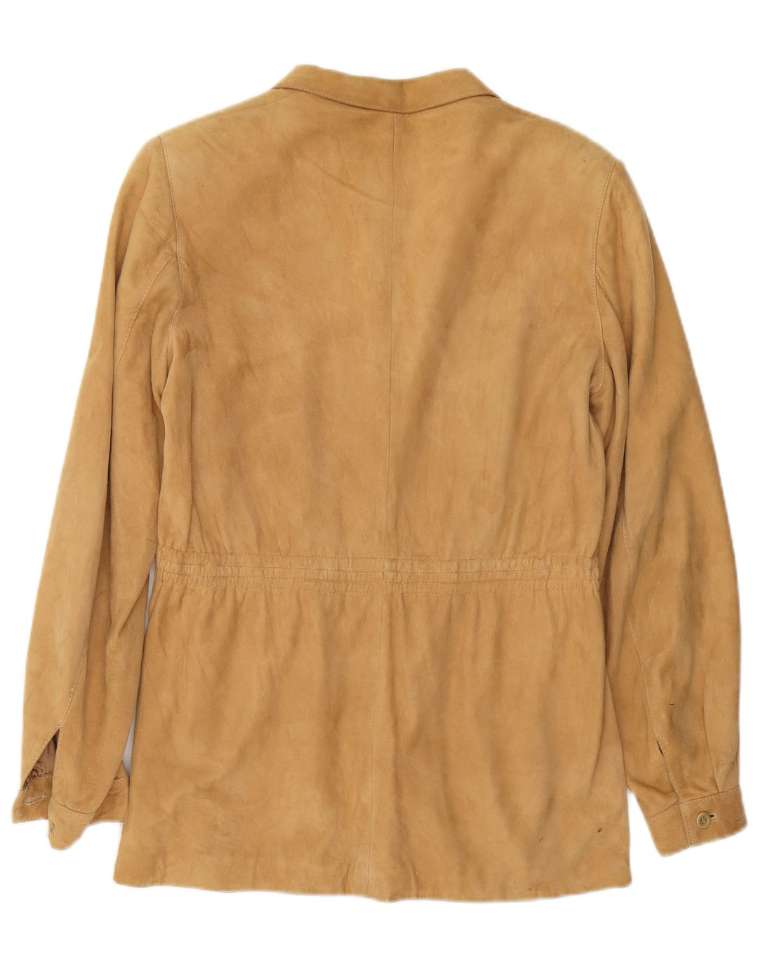 Giacca vintage in pelle scamosciata da donna IT 46 grande in pelle beige