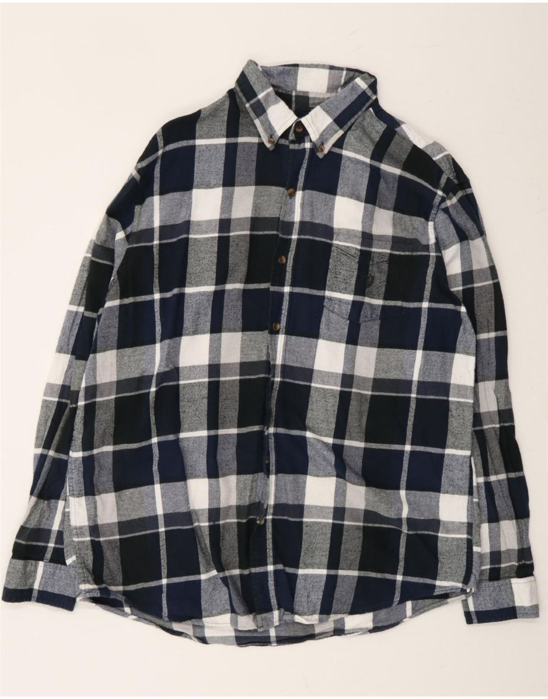 CHAPS Mens Big & Tall Flannel Shirt XL Navy Blue Check Cotton Vintage Chaps and Second-Hand Chaps from Messina Hembry 
